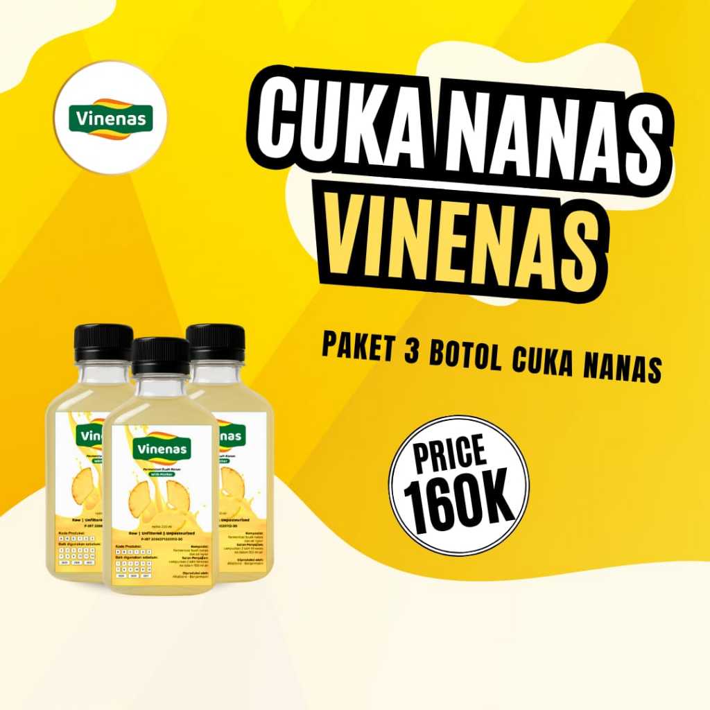 

Vinenas Cuka Nanas Membantu Meringankan Kolestrol Darah Tinggi 3 botol 600ML