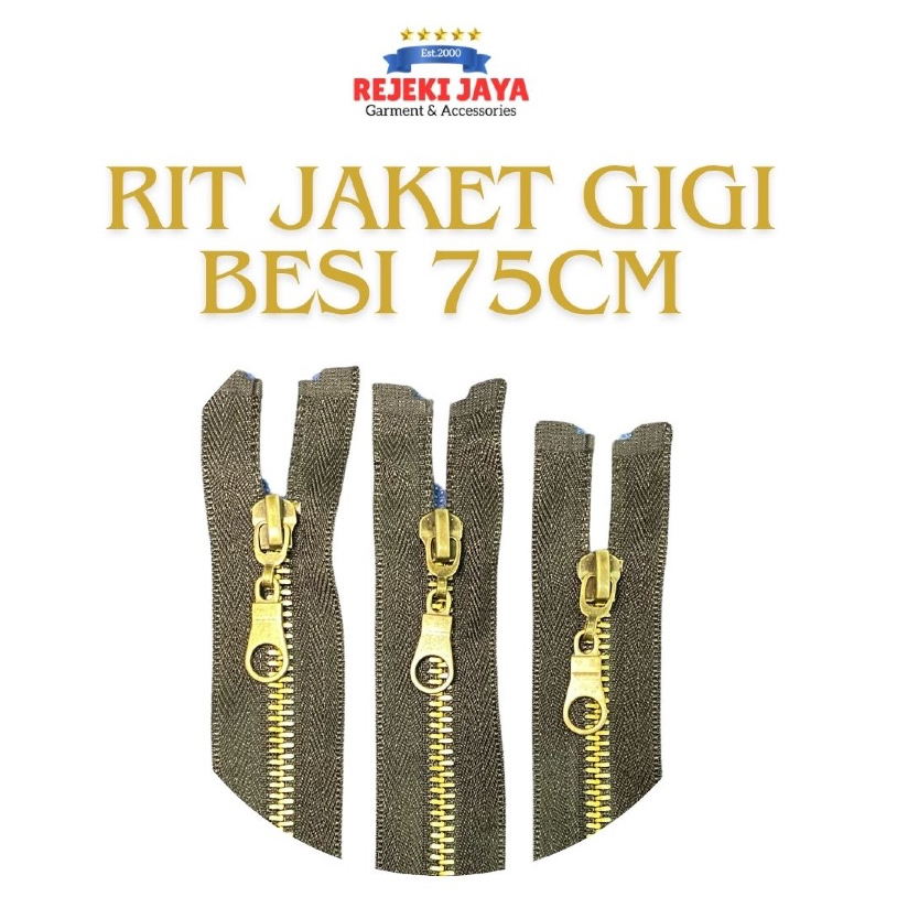 Resleting Jaket Gigi Besi Warna Bakar Berbagai Ukuran / Rit Jaket Gigi Besi 60cm-100cm