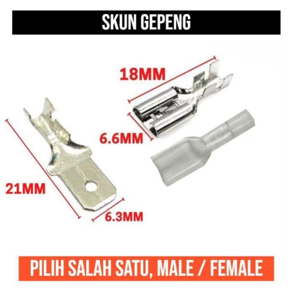 Skun Kabel Gepeng Male & Female Kuningan