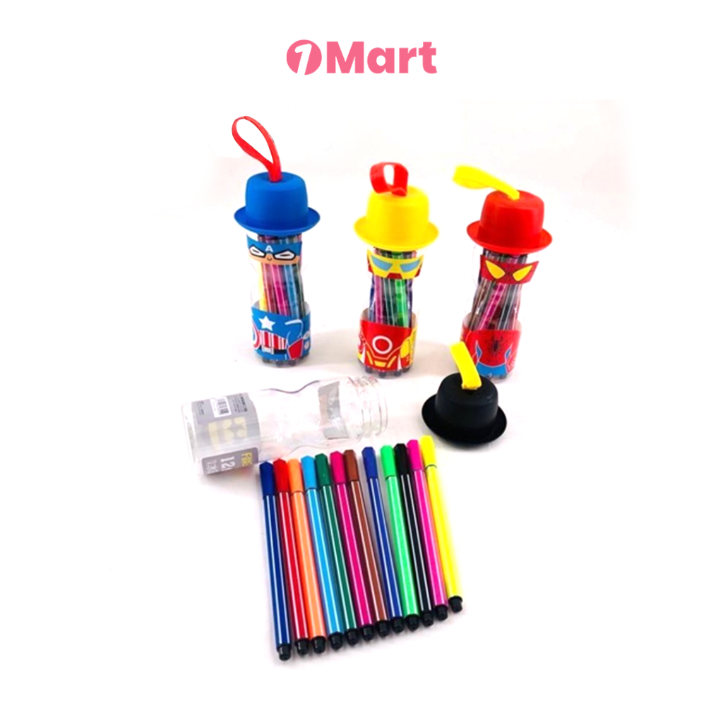 

1MART Spidol 12 Warna dalam Botol Karakter Superhero