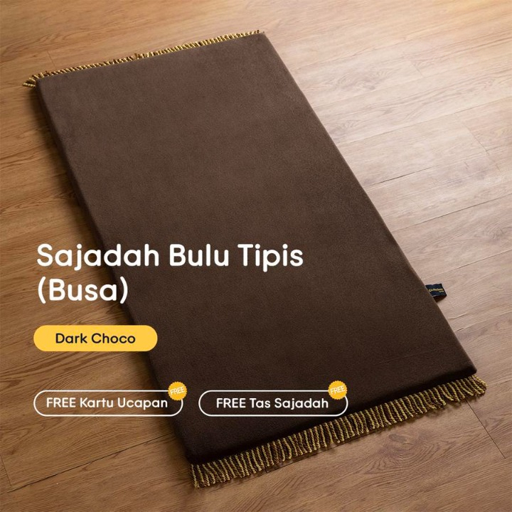 Sajadah Polos Tebal Bulu Tipis Warna Coklat Tua Aladeen Perlengkapan Sholat Sajadah Hempers