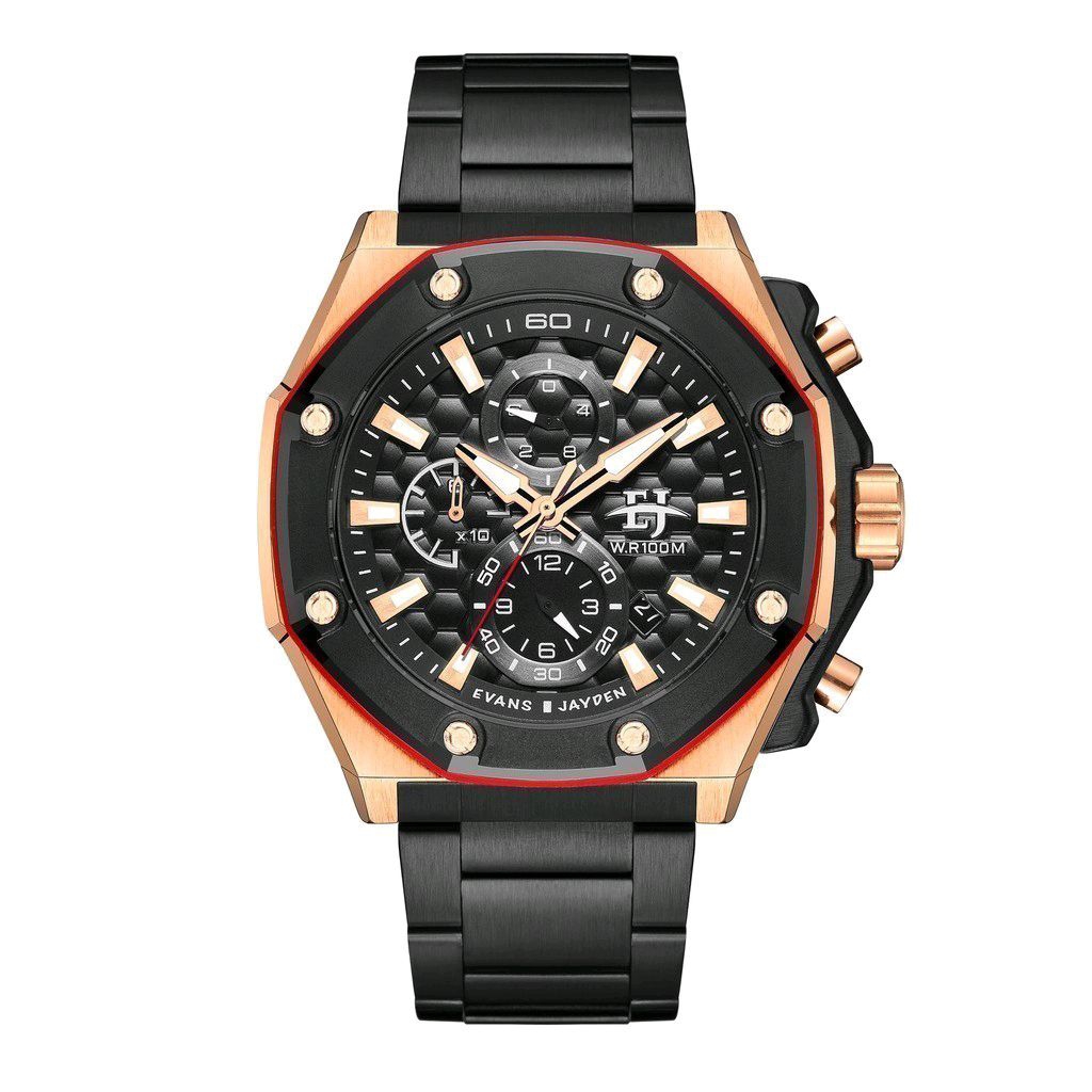 Jam Tangan Pria Evans Jayden 9586 Analog Cronograph Stainless Steel Original Garansi 1 Tahun