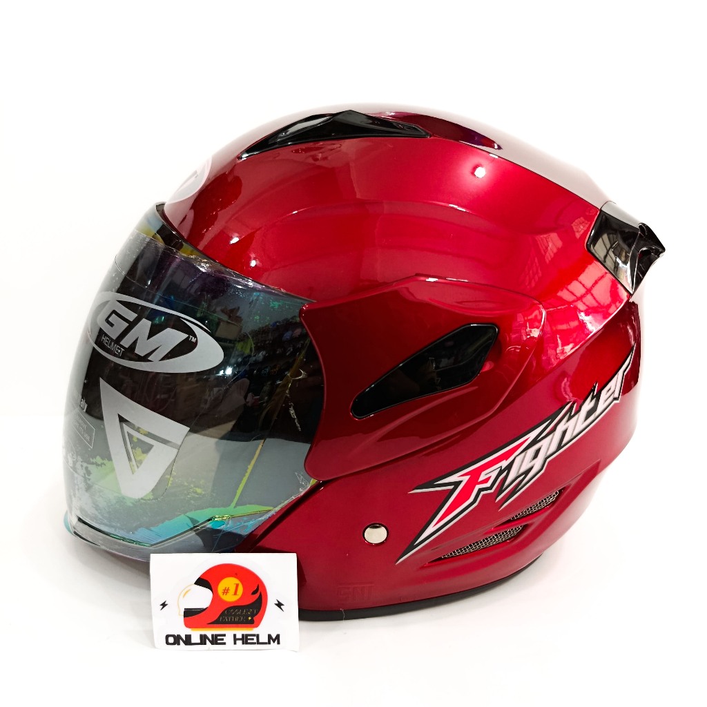 HELM GM Fighter Warna Merah Kilat