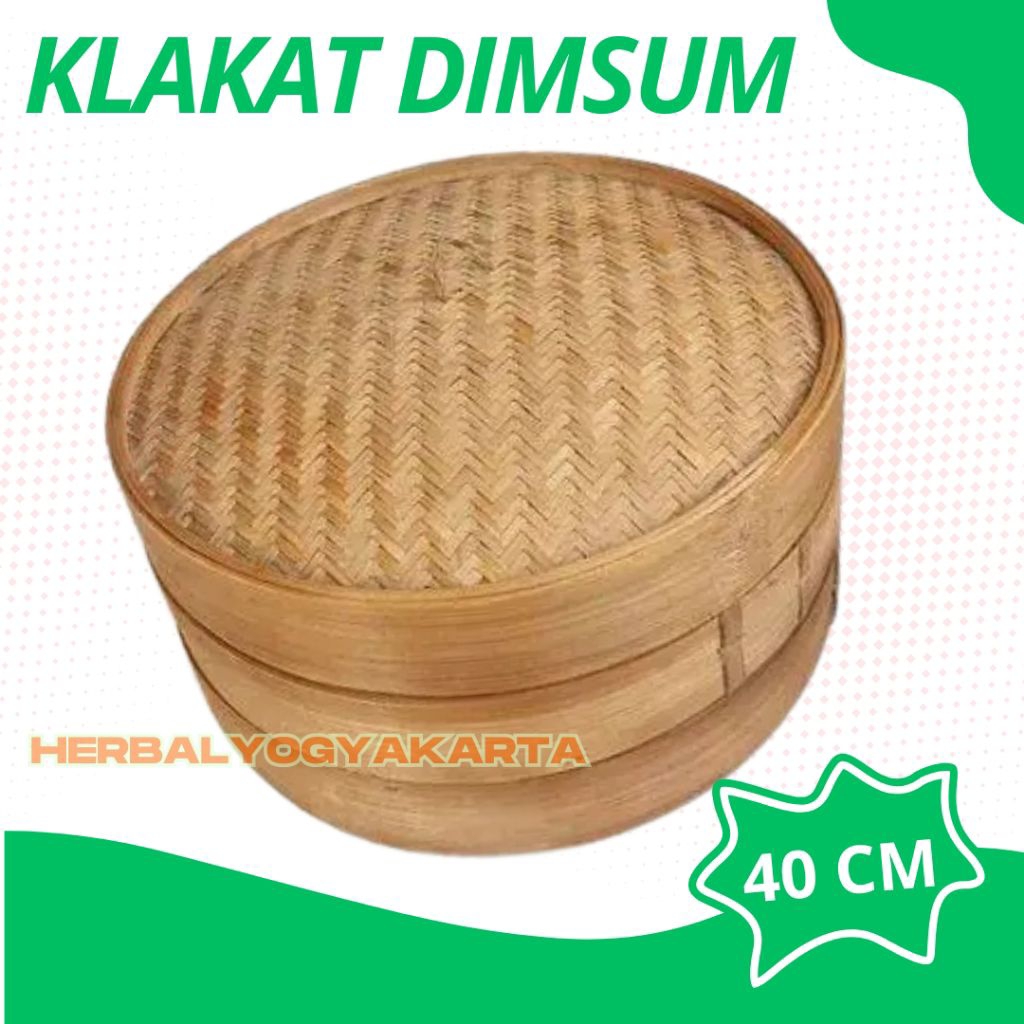 Klakat Dimsum Bambu 40cm | Kukusan Bambu Besar Alami | Steamer Dimsum 2 Susun Kuat & Awet
