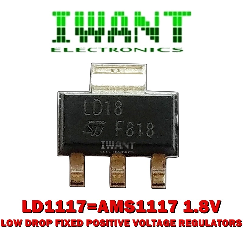 AMS1117 1.8V LD18 ORIGINAL AMS 1117 1.8V AMS1117 1.8 VOLT SOT-223 LOW DROP FIXED POSITIVE VOLTAGE RE