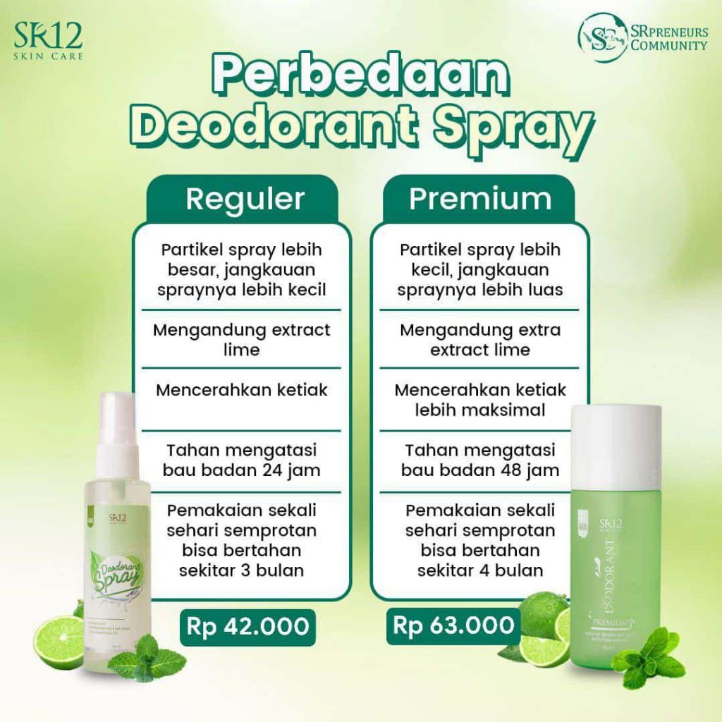 Reguler: SR12 Natural Deodorant
Premium: SR12 Premium Crystal Deodorant