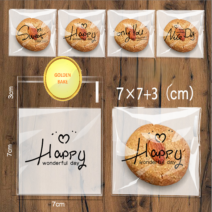 

GBake 7x7cm 100pc NICEDAY plastik cookies perekat seal roti plastik roti kertas opp
