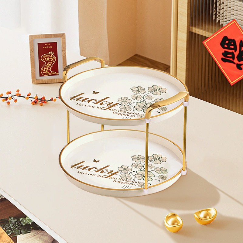 Promo  2 Tingkat Rak Toples Rak Susun Aesthetic Piring Kue Tingkat Mewah Tempat Dekorasi Ruangan