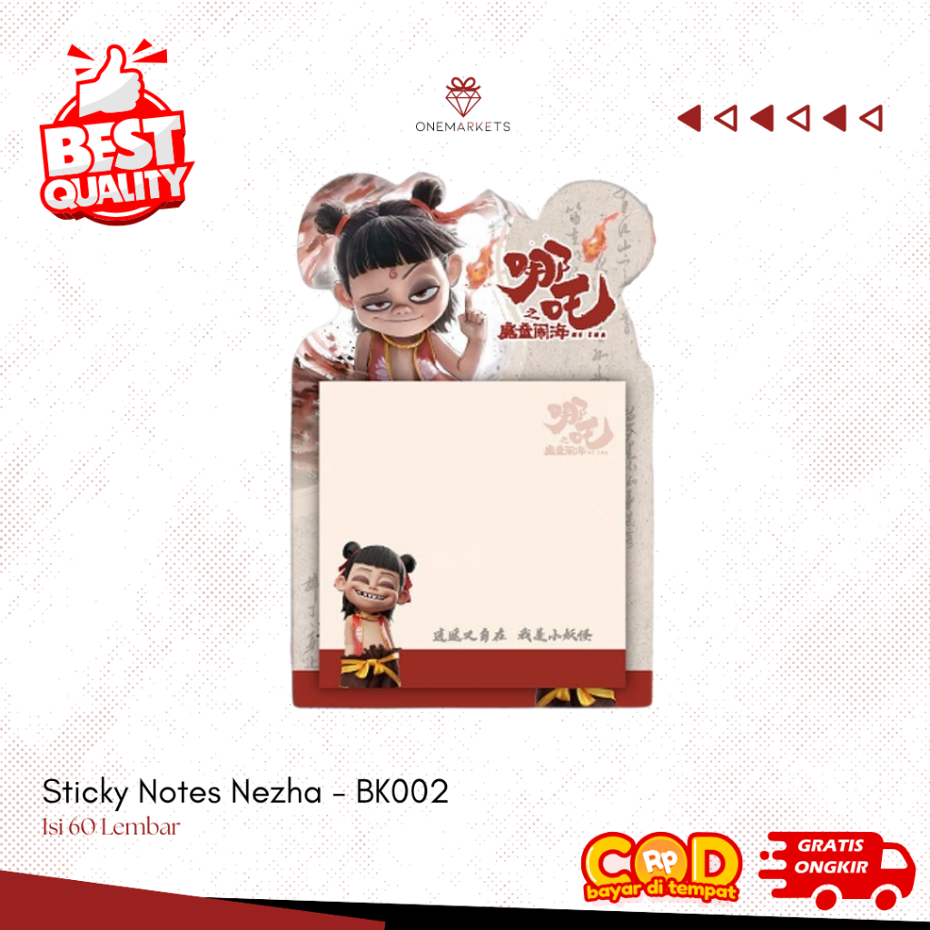 

Sticky Notes Anime / Cute Memo Pad Nezha / Hadiah Ulangtahun Anak Unik / Perlengkapan Alat Tulis Sekolah - BK002