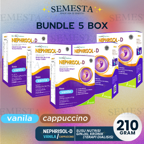 

Bundle 5 Box – Nephrisol-D Rasa Vanila / Cappuccino | Susu Nutrisi Ginjal Kronik (Terapi Dialisis)