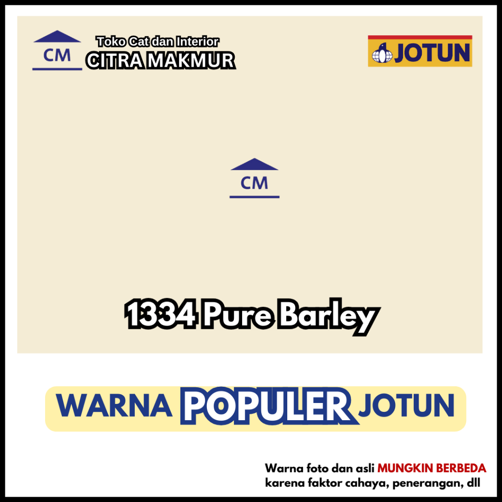 JOTUN 1334 PURE BARLEY (WARNA CREAM POPULER JOTUN) Kemasan Galon - CAT TEMBOK EXTERIOR DAN INTERIOR 