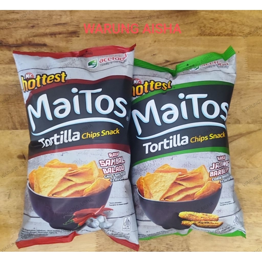 

Makanan Ringan Maitos tortilla Jagung Barbeque BBQ | Sambal Balado 140 gr