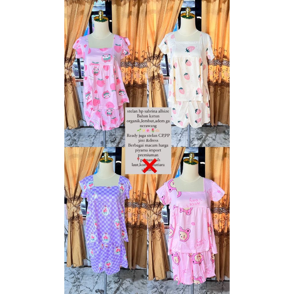 Baju Tidur Wanita Onset Pendek Hotpant Sabrina import/Piyama Korea/Baju tidur wanita(Miracleland.28)
