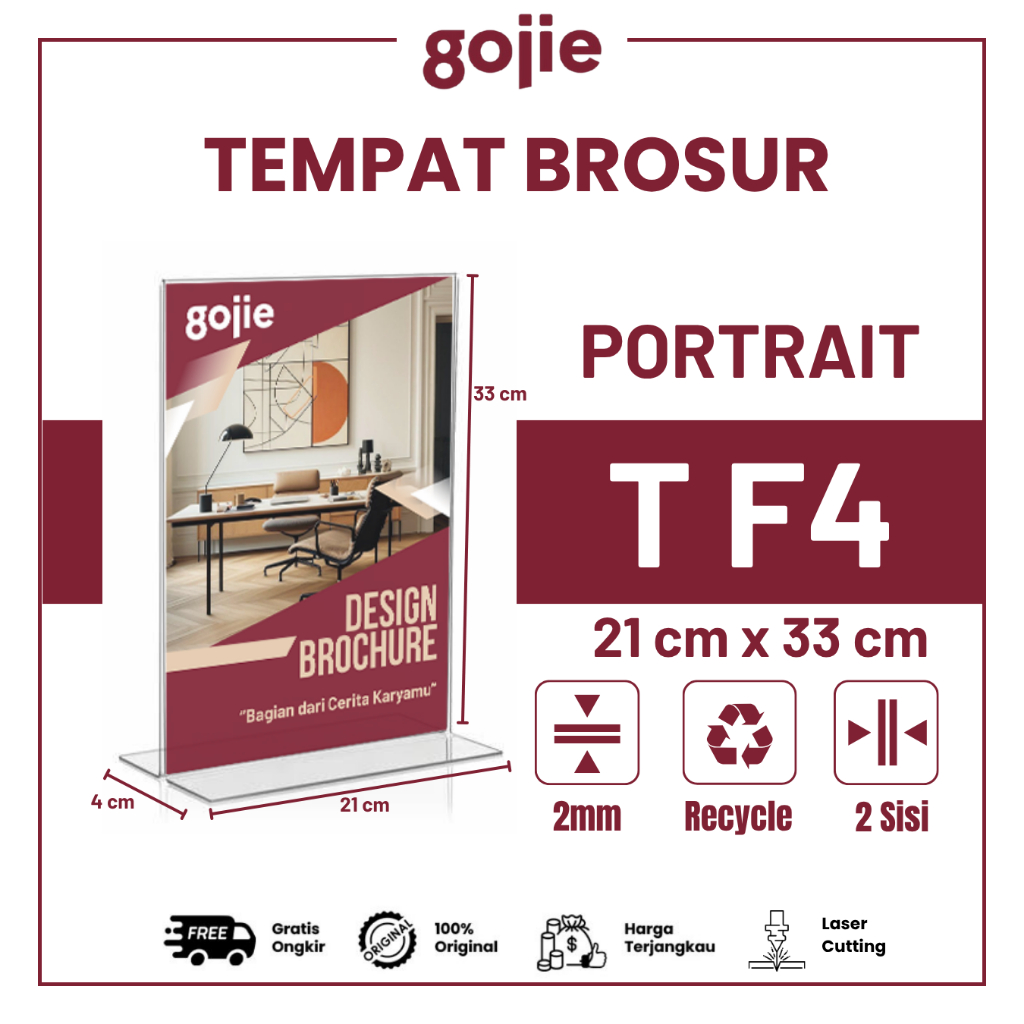 

TEMPAT BROSUR AKRILIK l TENT CARD AKRILIK T F4 PORTRAIT l MIN PEMBELIAN 2PCS