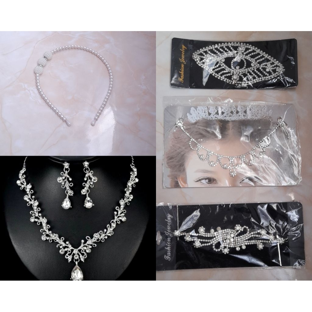 Headpiece terbaru bermacam model/ headpiece hijab wisuda / headpiece rambut lentur / bando mutiara /