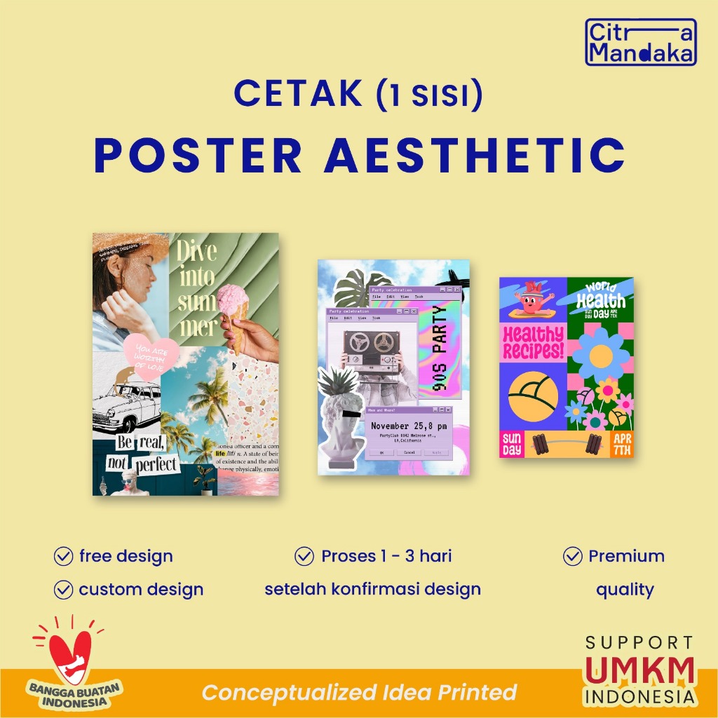 

Cetak Poster Dinding Aesthetic Custom Print 1 Sisi