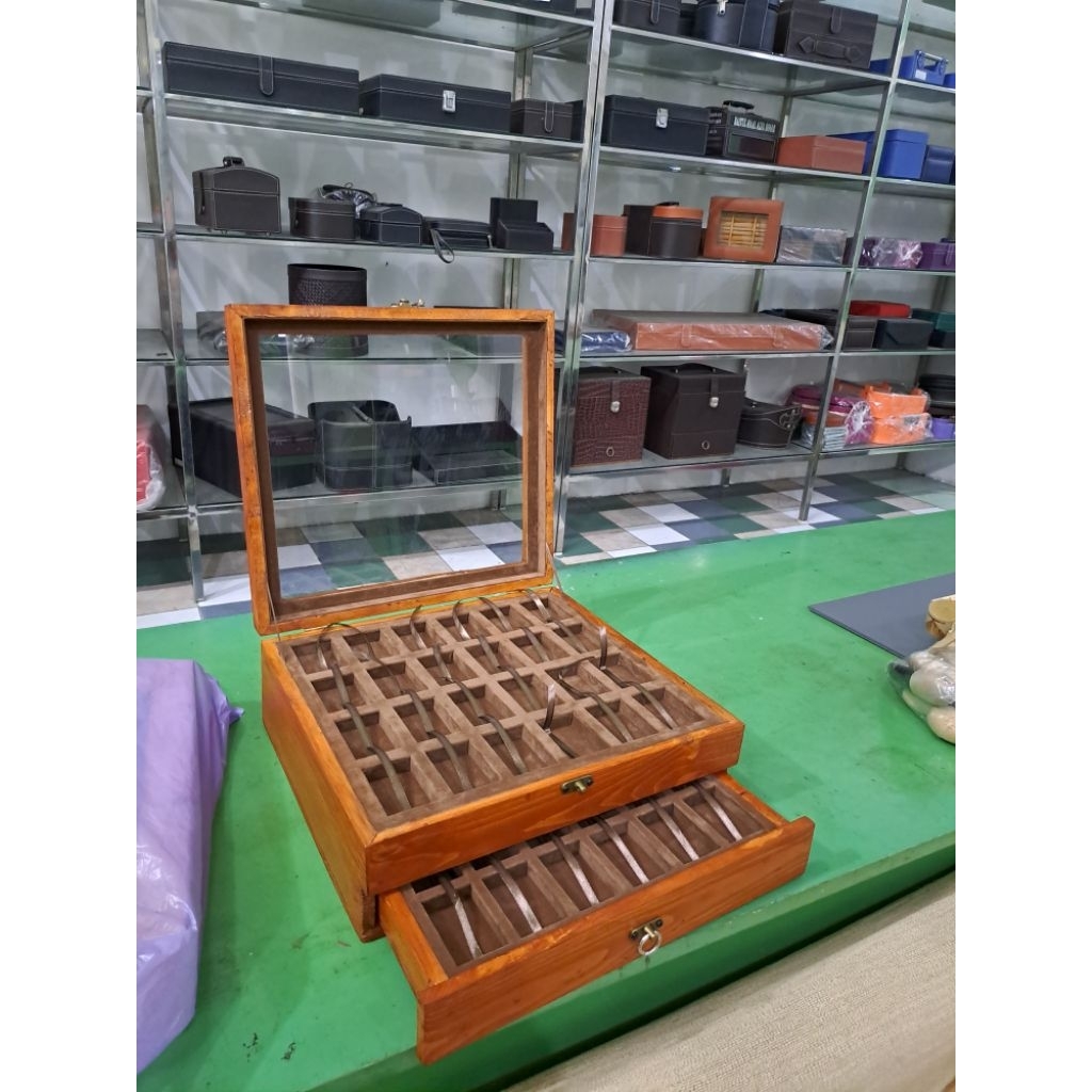 TEMPAT KOREK API ZIPPO KLASIK ISI 48 KACA KAYU JATI BELANDA