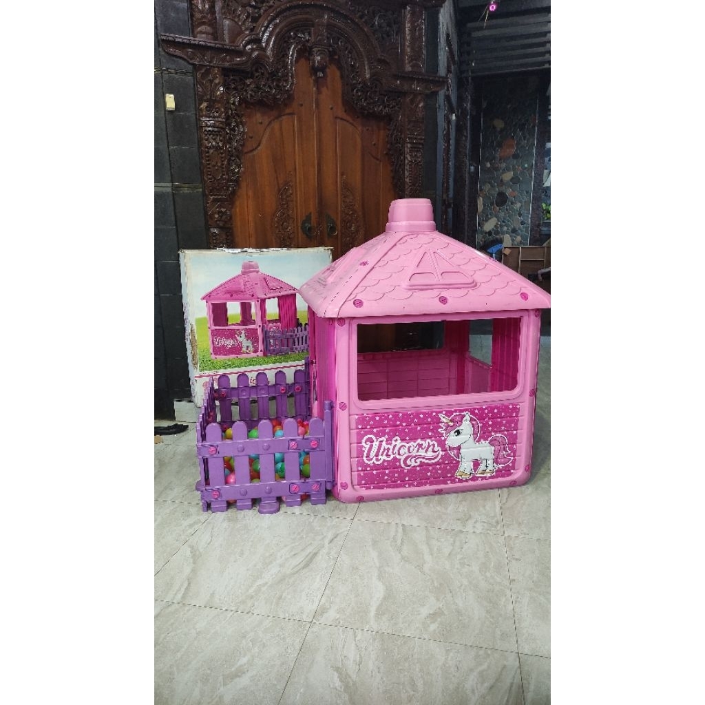 FREE BOLA DOLU PLAYHOUSE UNICORN PLAY HOUSE PLAYGROUND RUMAH MAINAN ANAK PRELOVED LITTLE TIKES ELC P