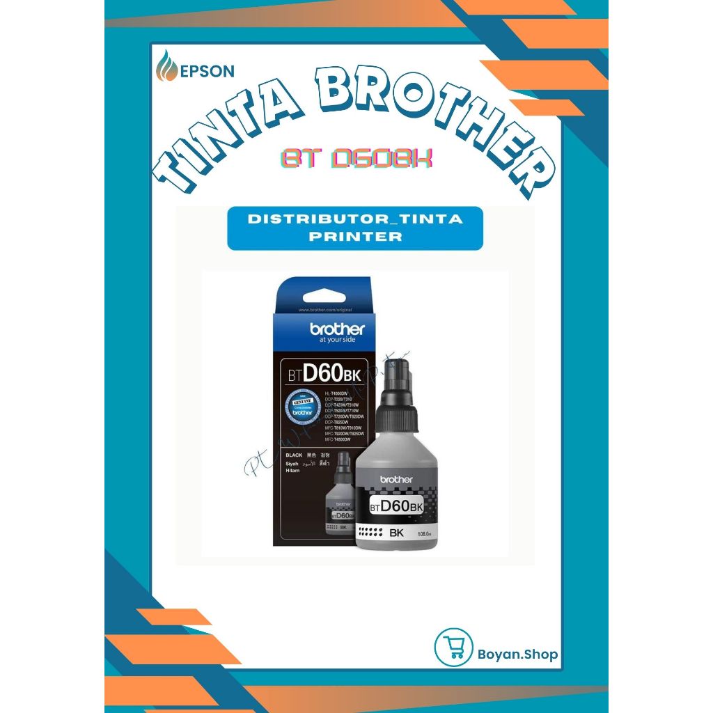 Tinta Brother BTD60BK Black Original/Tinta Printer Brother BTD60BK