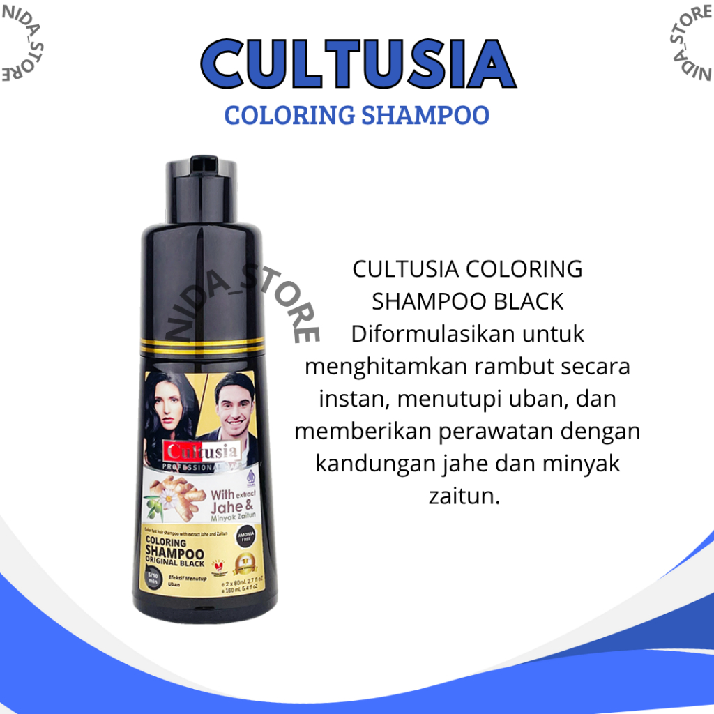 Cultusia Black Shampo/shampo jahe/Shampo penghitam uban rambut ekstrak jahe dan minyak zaitun (1pcs)