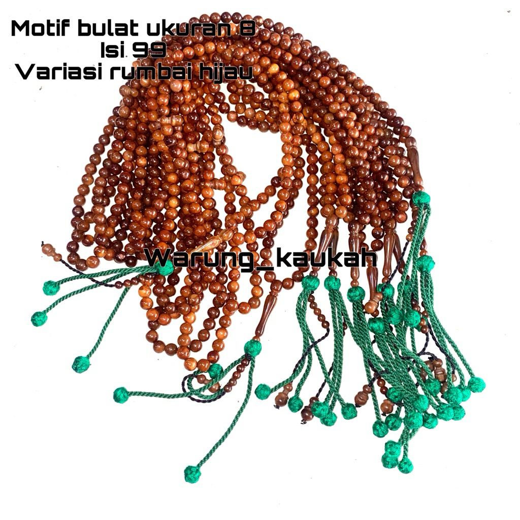 PAKET GROSIR 10PCS TASBIH KAUKAH UKURAN 8 RUMBAI HIJAU