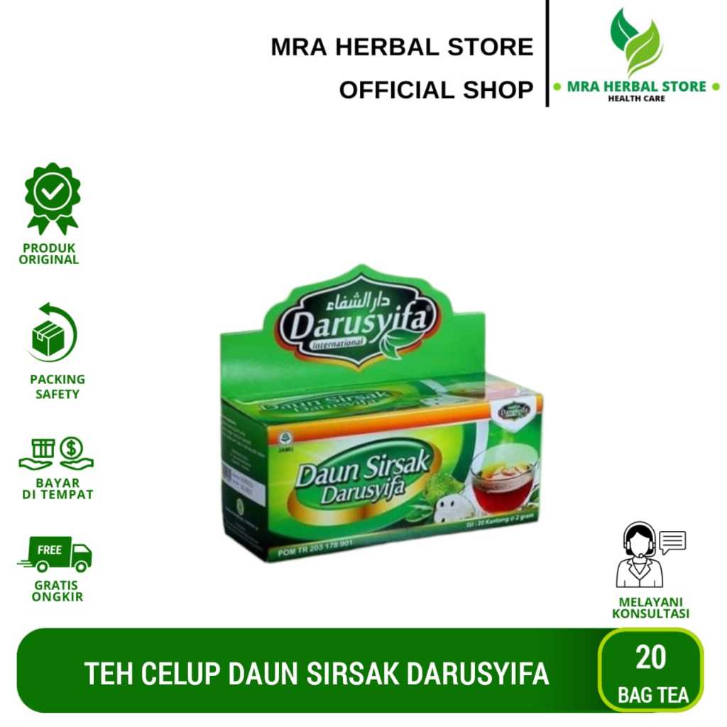 

Teh Daun Sirsak Darusyifa | Teh Herbal Anti Kanker | Teh Celup Daun Sirsak