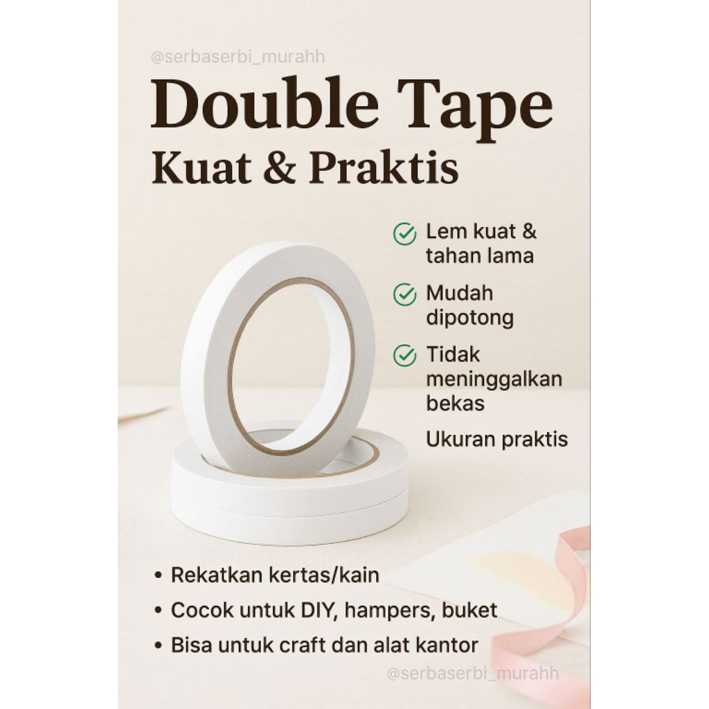 

Double Tape Cello 12 mm x 8 Meter Perekat 2 Sisi Double Side Tape 1/2 Inch