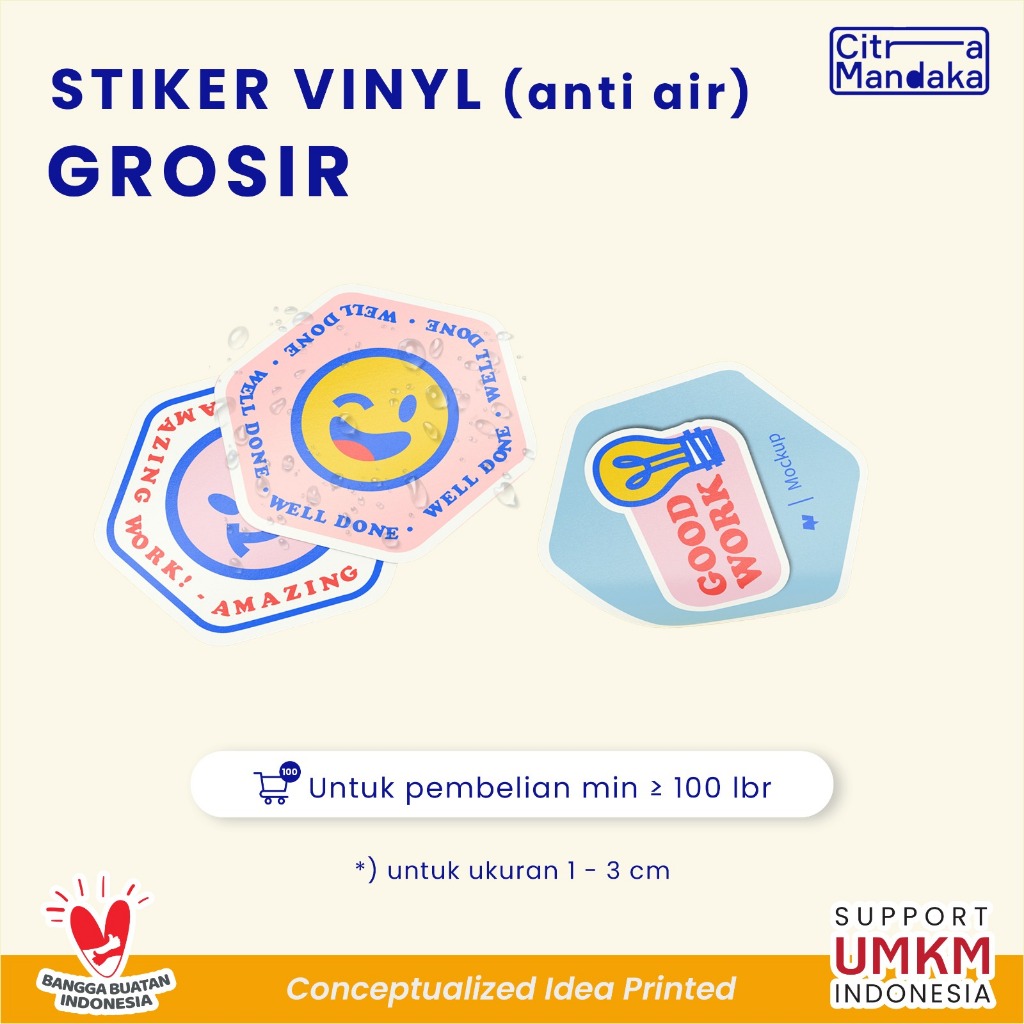 

Cetak Sticker Vinyl Anti Air Ukuran Kecil Grosir A3 Logo Waterproof | Stiker Botol Minuman Label Custom | Label Makanan | Logo Makanan | Stiker Nama Custom | Sticker Toples Kue Kering