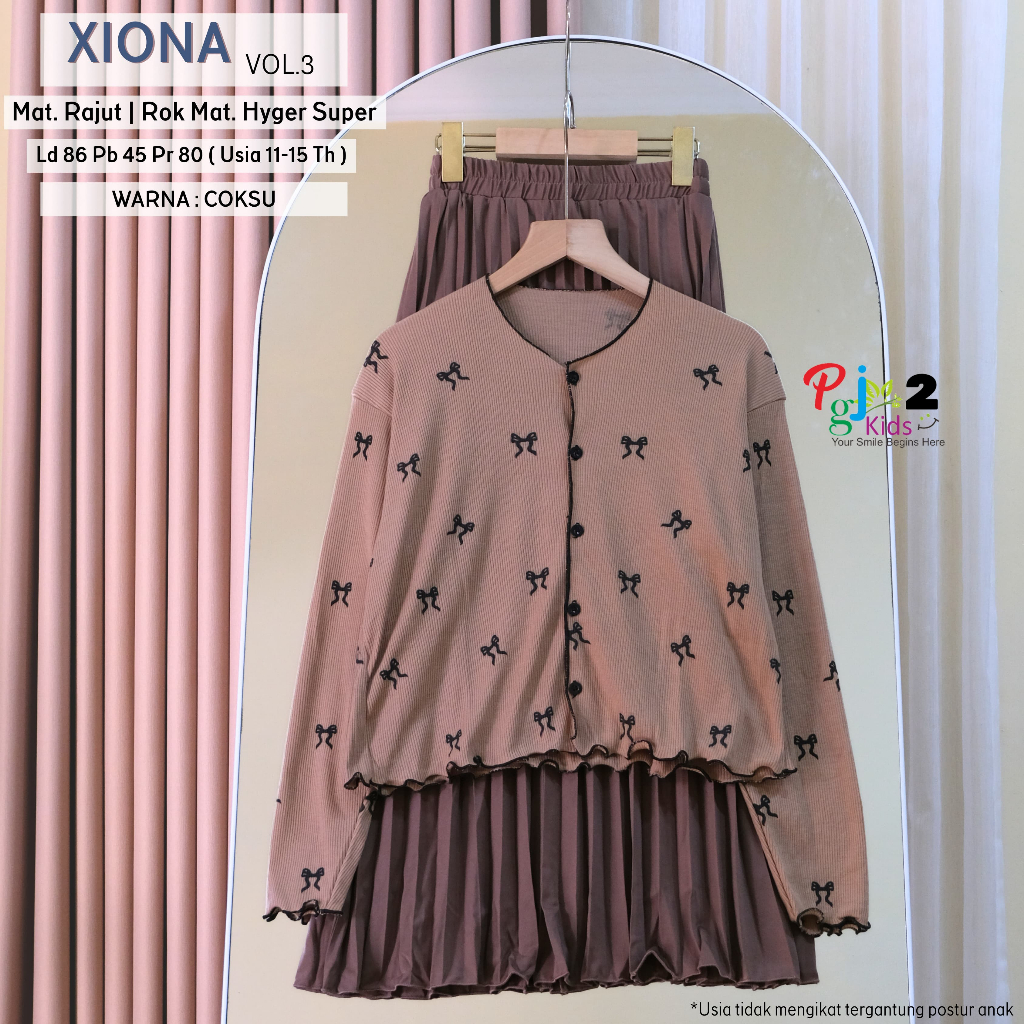 setelan rok anak perempuan remaja tanggung 11-15 tahun xiona set teen ori pgj kids