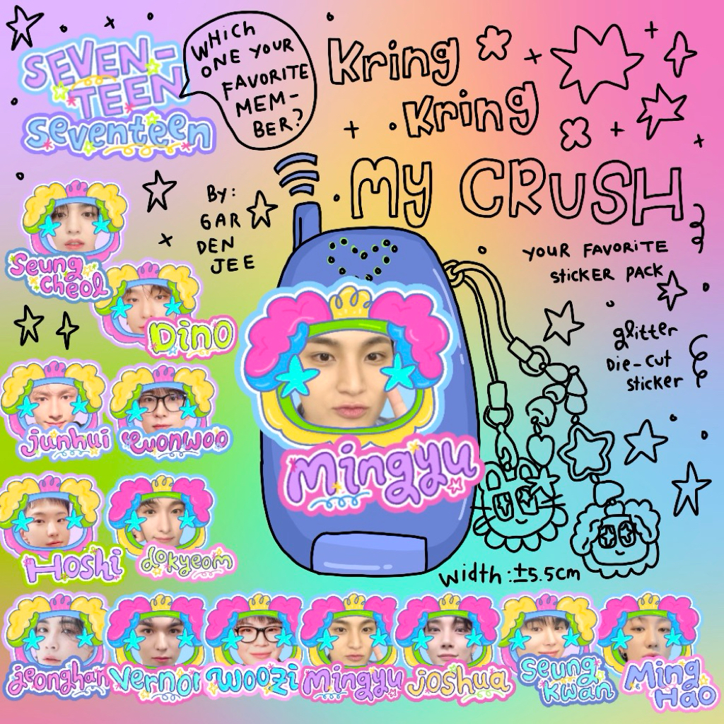 

kring kring my crush SEVENTEEN die-cut glitter sticker pack