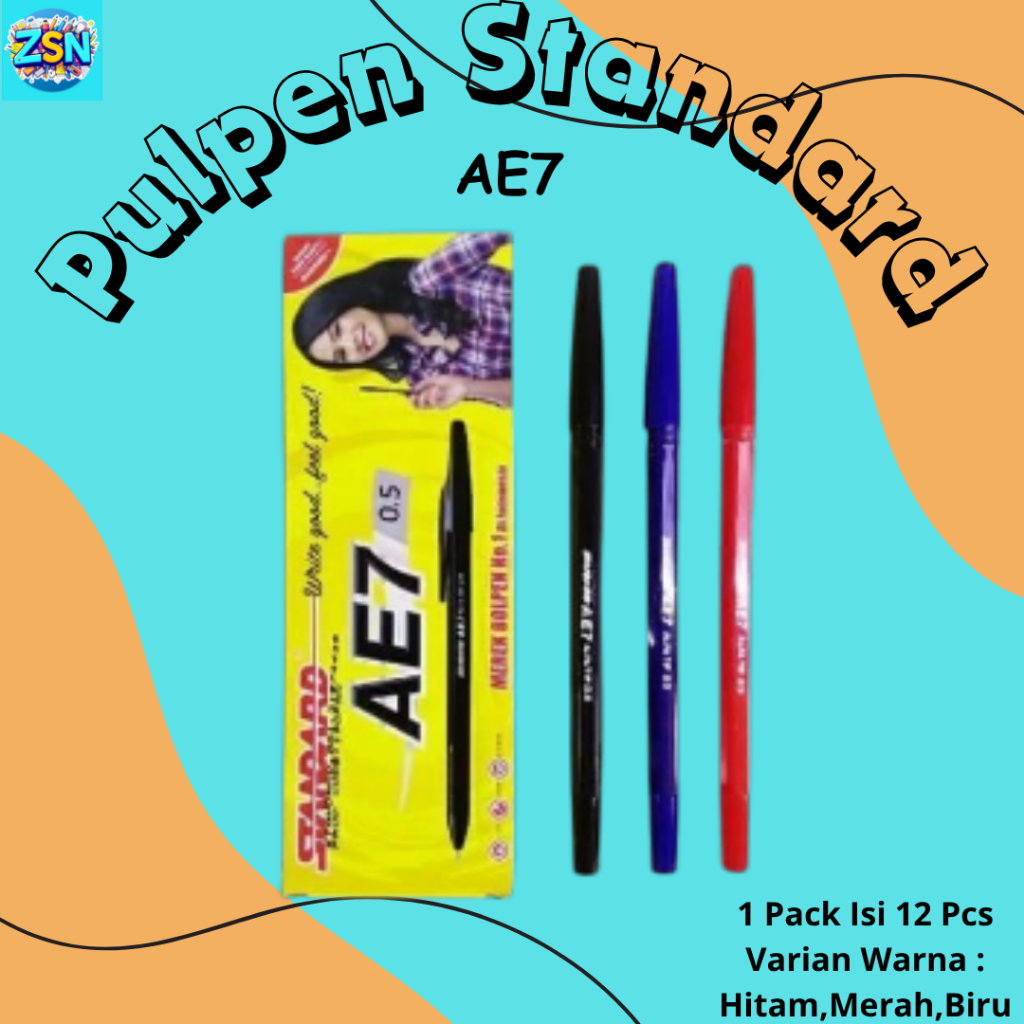 

Pulpen Standard 1 Pack Pena Standart 1 Kotak Bolpoin AE7 Isi 12 Pcs