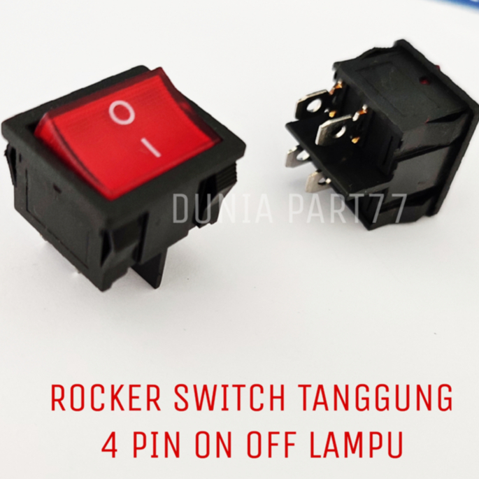Switch 4 Pin Tanggung Saklar 4 kaki On Off + Lampu