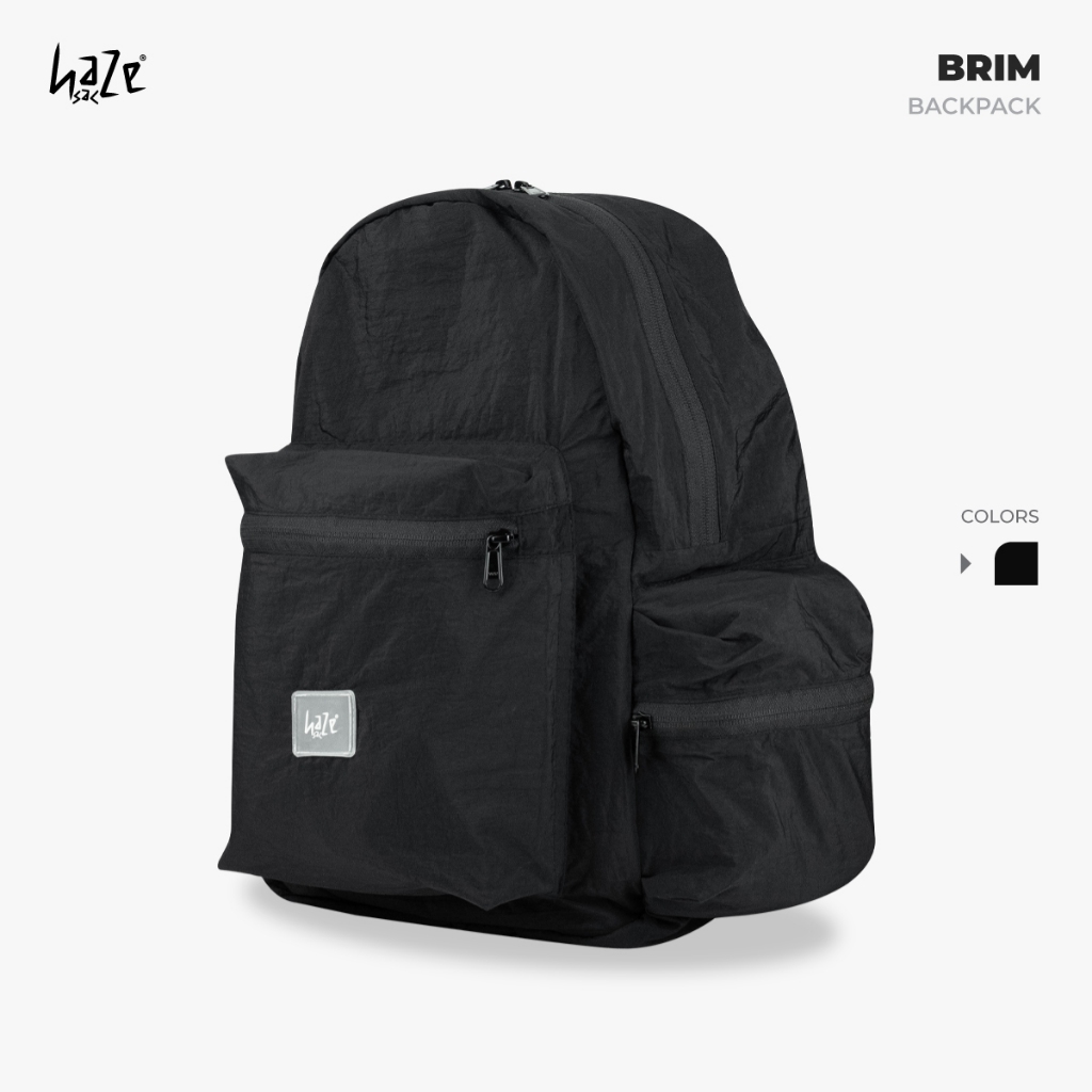 Hazesac Brim Backpack - Tas Ransel Nylon Crinkle - Tas Backpack Unisex - Tas Sekolah Kuliah Simpel