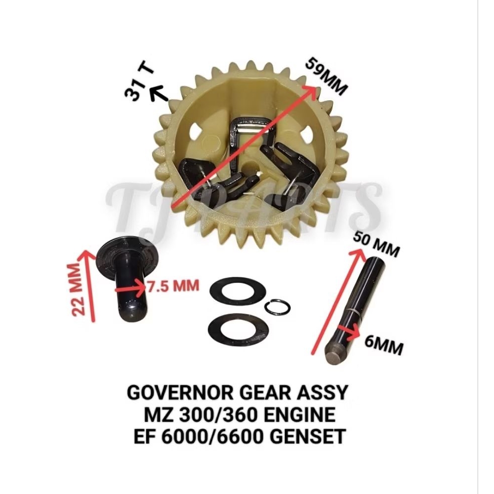 Governor Gear Assy Mesin Engine Yamaha MZ 300/360 Dan Genset EF 6000/6600 Watt