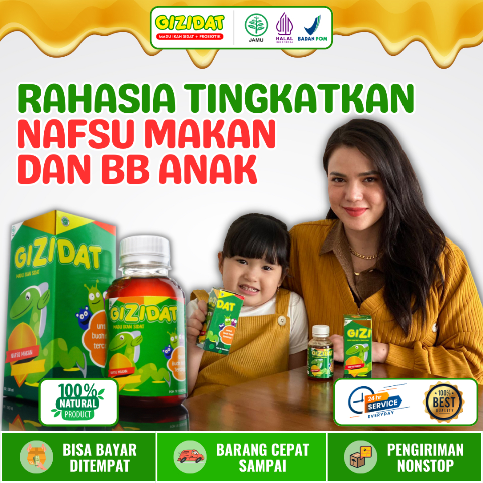 

Madu Gizidat - Penambah Nafsu Makan dan Berat Badan Anak & Bayi - 130 ml