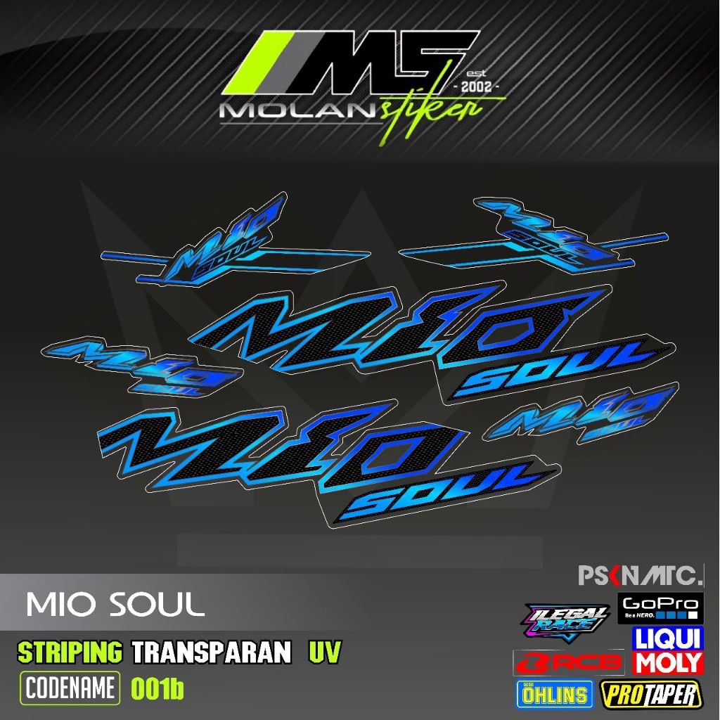 Decal Sticker Striping Variasi Transparan Uv Mio Soul Karbu 2006-2012 Mio Soul 115 Mio Soul Lama/Old
