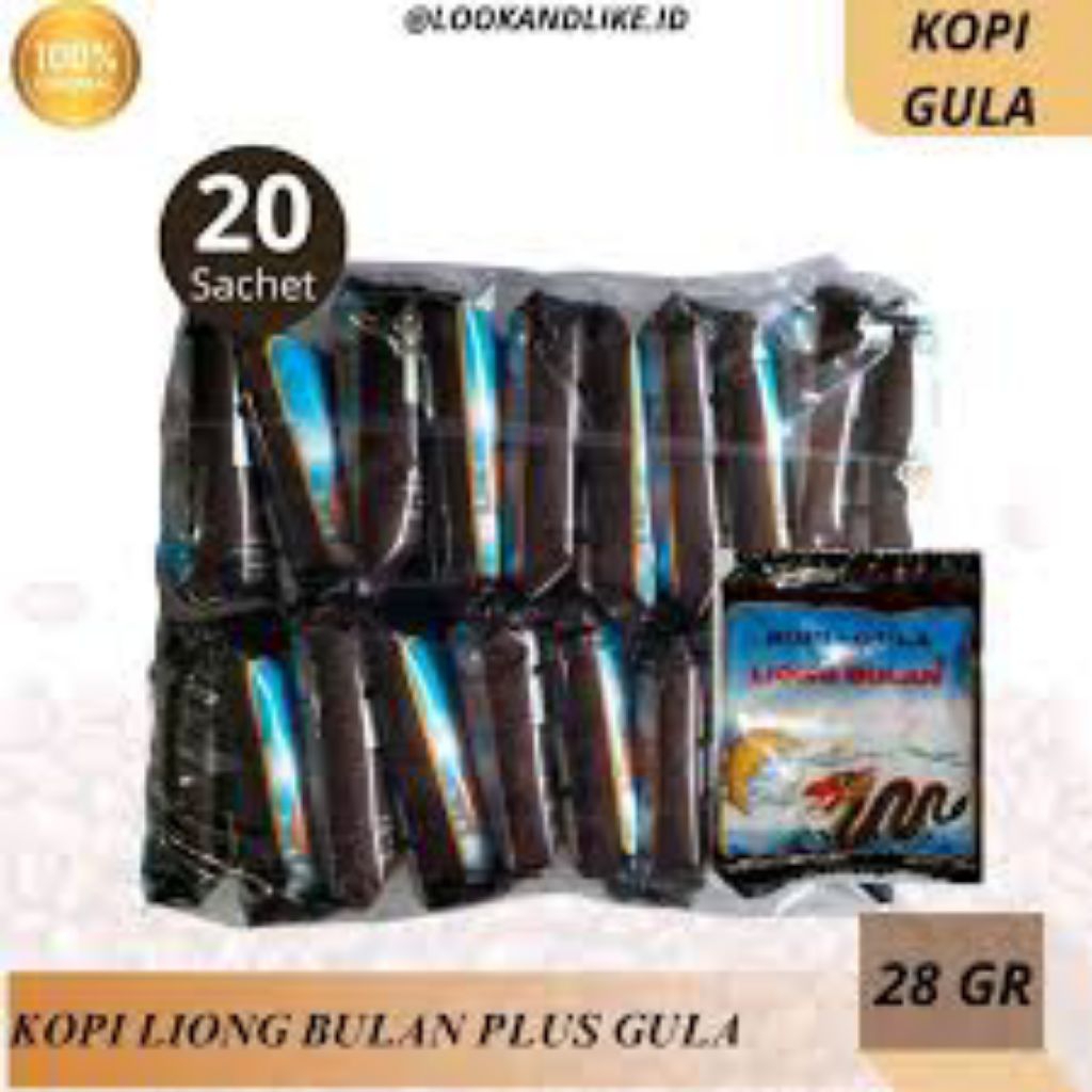 

kopi liong bulan plus gula 28gr (1pak isi 20 sachet)