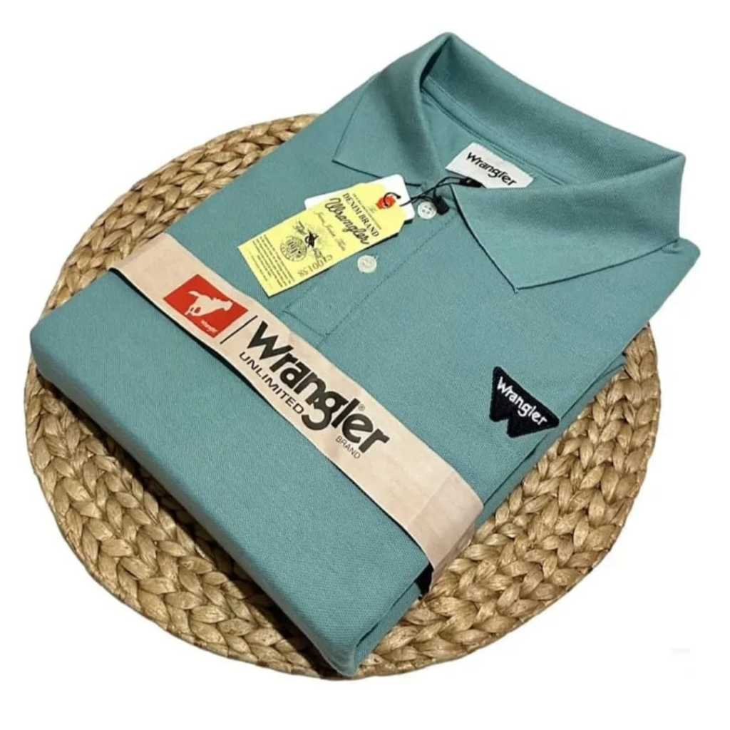 Baju Polo Wrangler Lengan Pendek Baju Kaos Krah Pria Dewasa Bahan Katun Pique Diamond