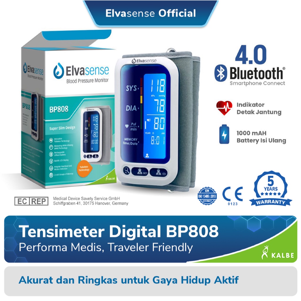 Tensimeter Digital Elvasense Type BP808 - Akurat & Ringkas untuk Gaya Hidup Aktif