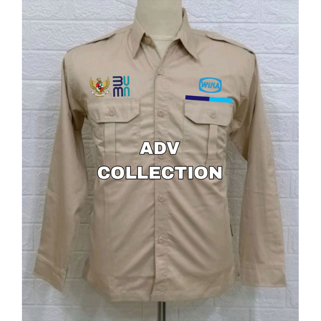 Kemeja PT WIKA BUMN Krem PDH Lengan Panjang Pria