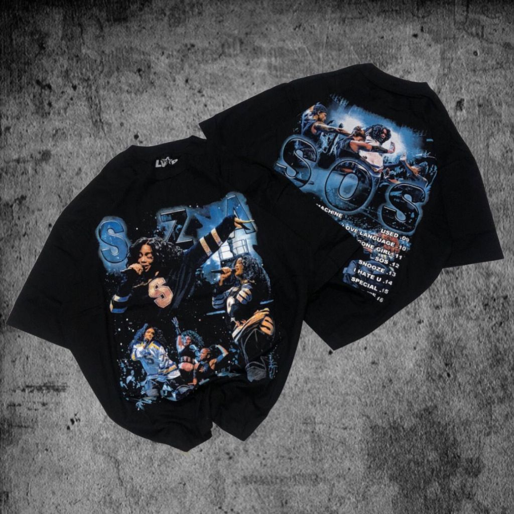 (ELVARO) Baju Kaos Oversize SZA - T Shirt Vintage Oversize SZA Model Black 24s