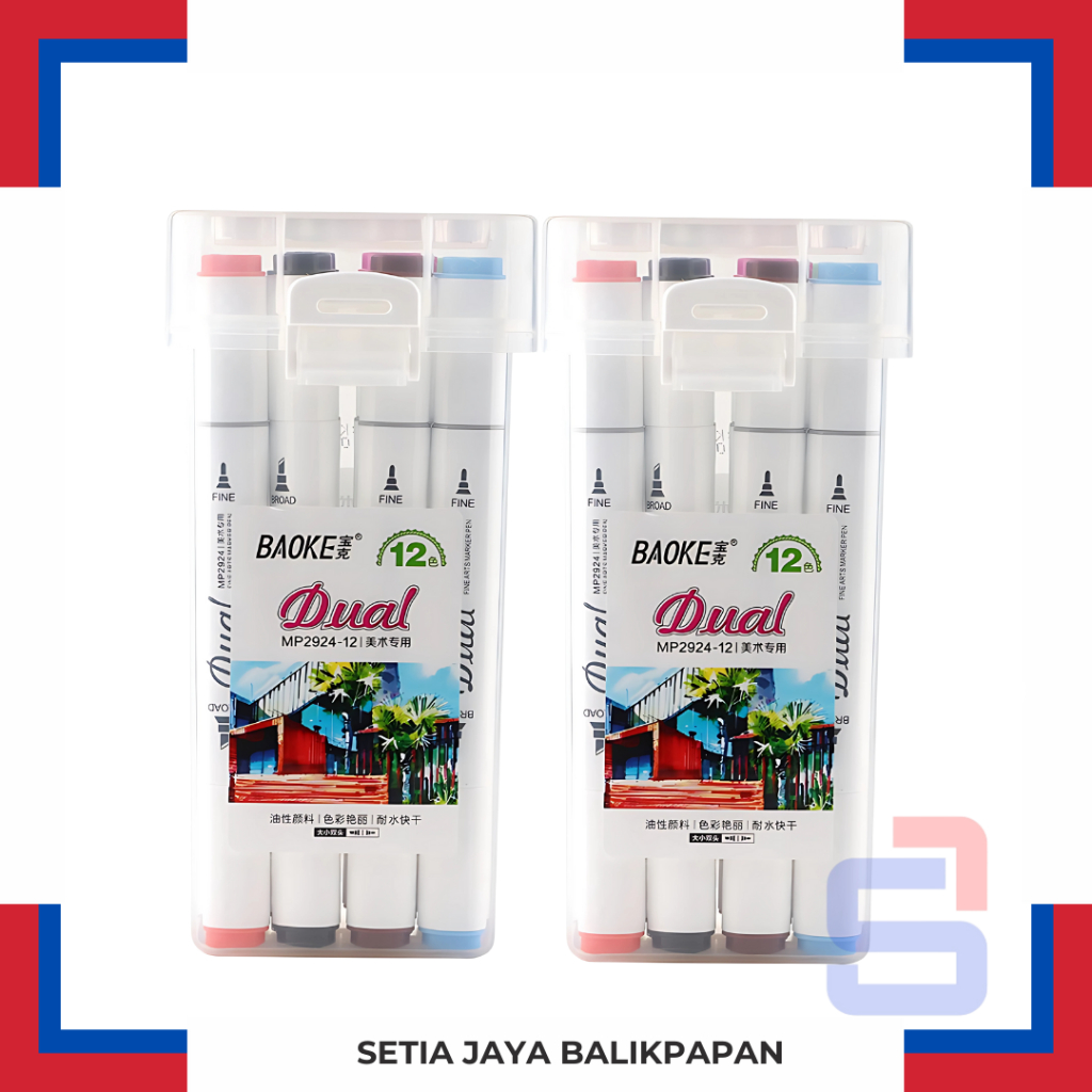 

Spidol Warna Dua Ujung Profesional Baoke MP 2924-12