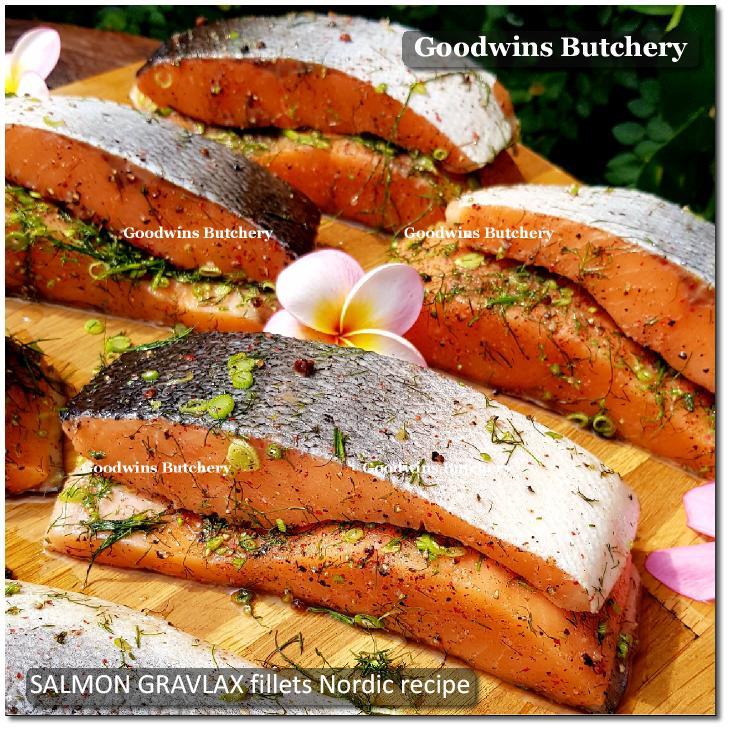 

SALMON GRAVLAX Nordic recipe MADE TO ORDER imported Norway Chile Tasmania frozen 500gr