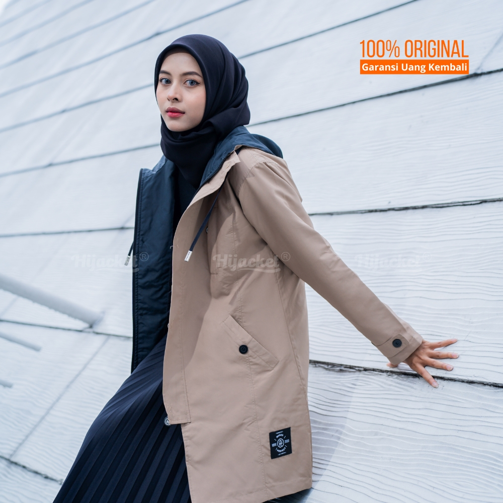 TERLARIS  Jaket Parka Wanita Muslimah Hijaber Waterproof - HIJACKET IXORA Anti air Hijaket Hijab