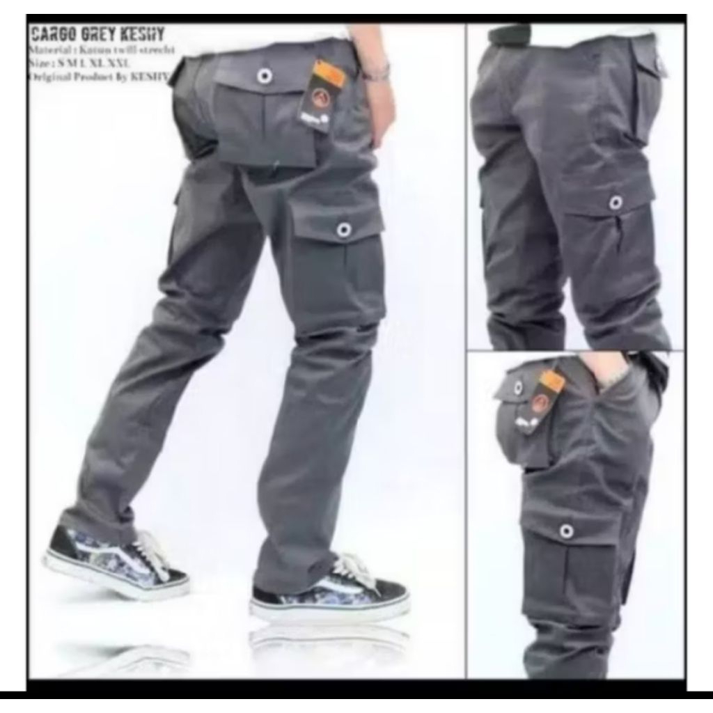 Celana Chino Cargo panjang pria