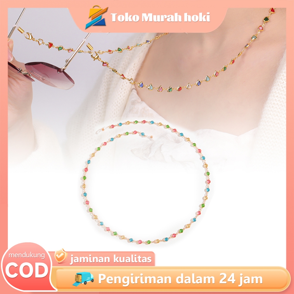 Tali Kacamata Rantai Kacamata Berlian Berwarna Wanita Kalung Strap Kacamata Kalung Kacamata