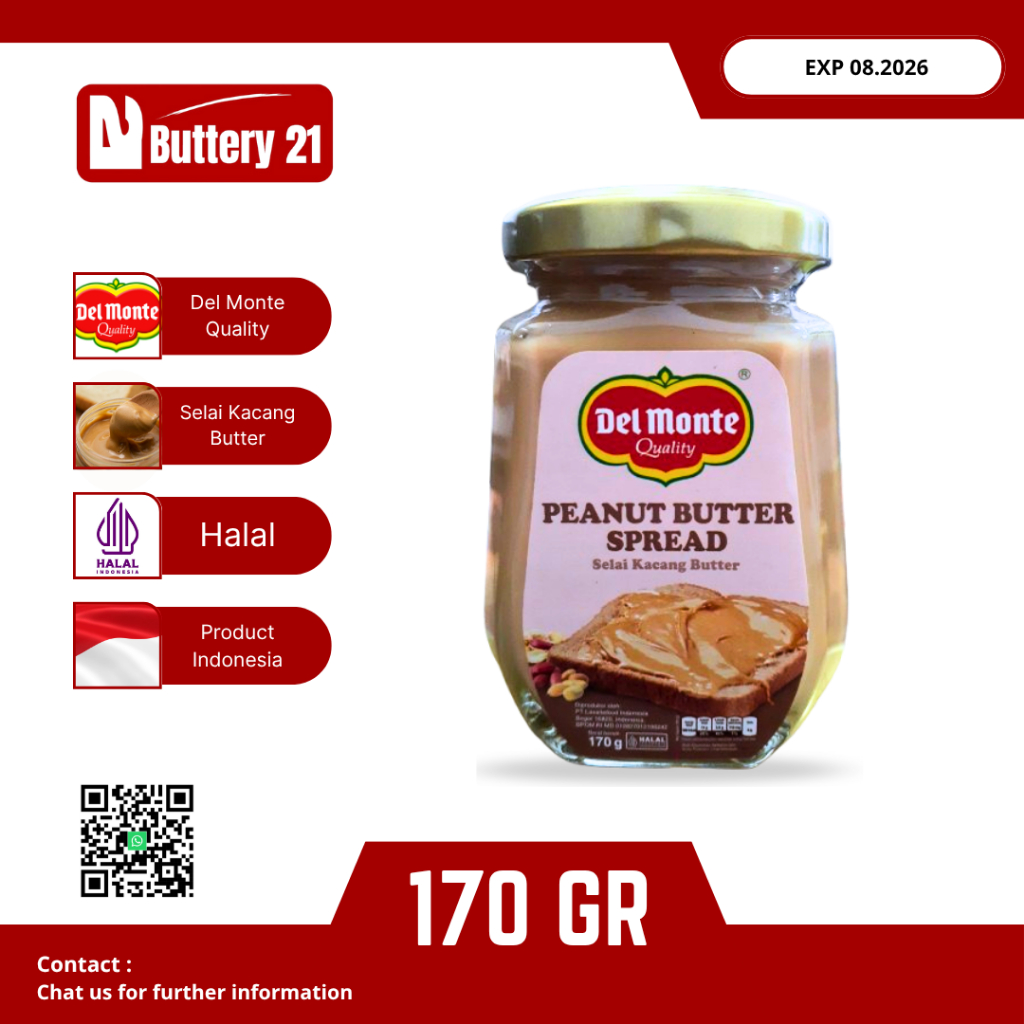 

DEL MONTE PEANUT BUTTER SPREAD 170 GR/DELMONTE SELAI KACANG BUTTER