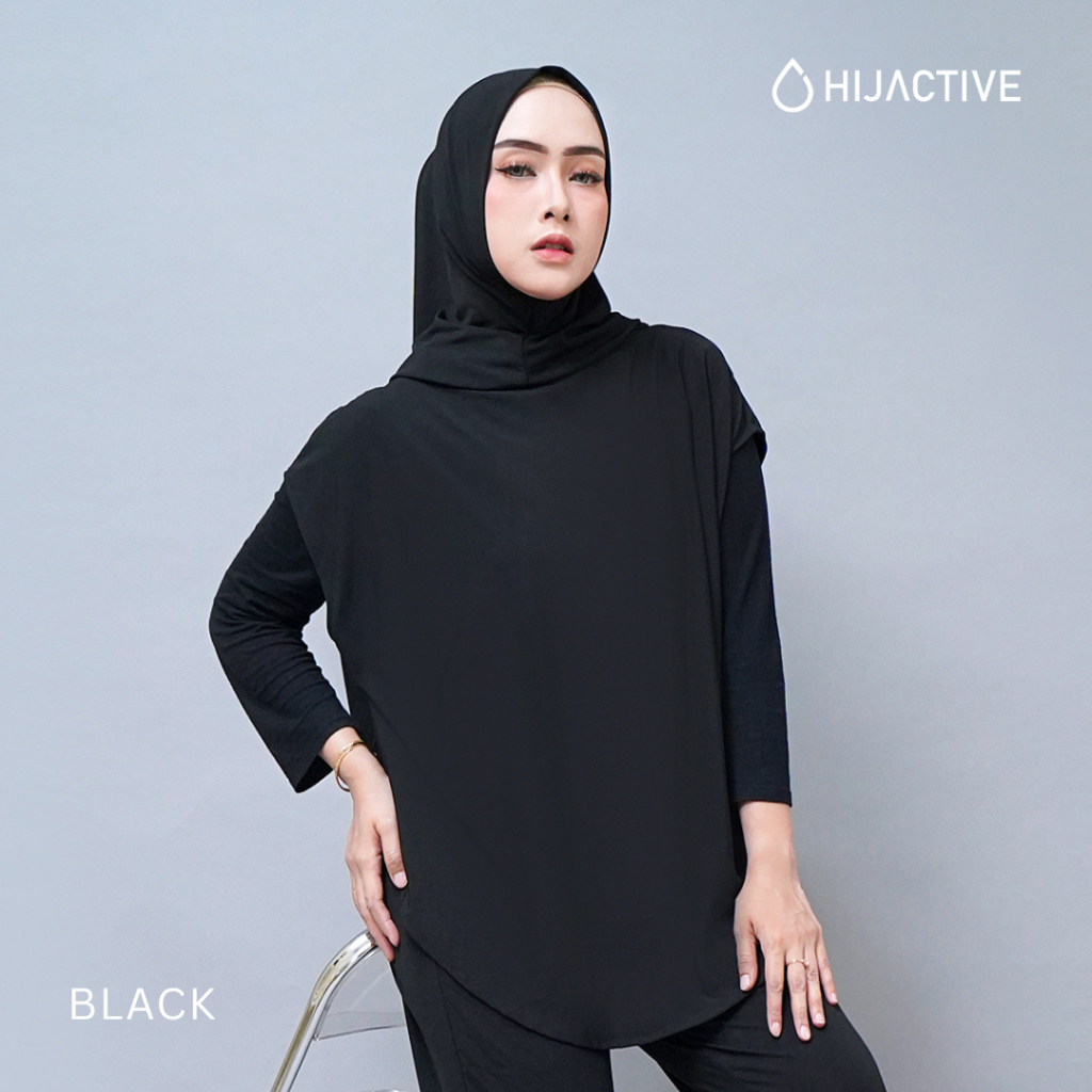 HIJACTIVE x SAEDA - Hijab Outer Sport Hoodie Olahraga Muslimah Menutup Dada Jersey Premium