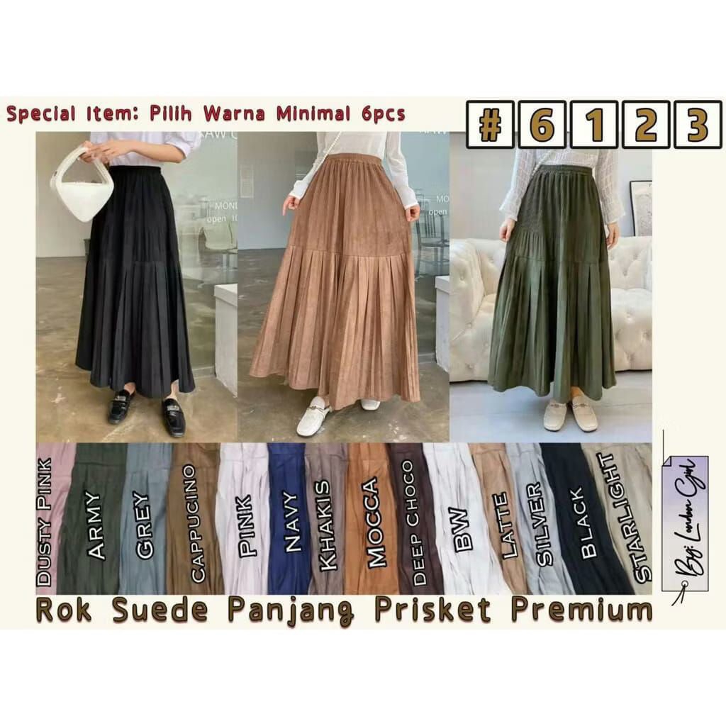 Rok Prisket Panjang Bahan Suede