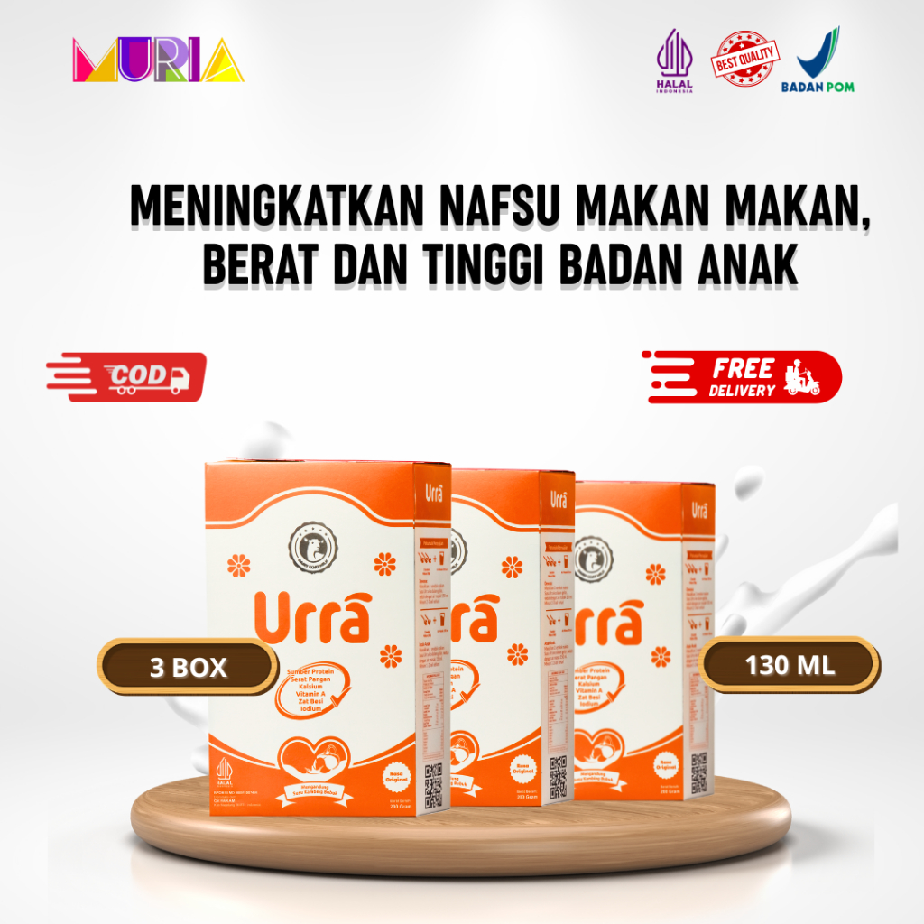 

Urra Susu Kambing Saanen Untuk Penambah Nafsu Makan Berat dan Tinggi Badan Pada Anak 3 Box - 200gr